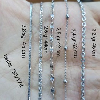 Kalung Nori/Italy kaca Emas Putih kadar 750/17K