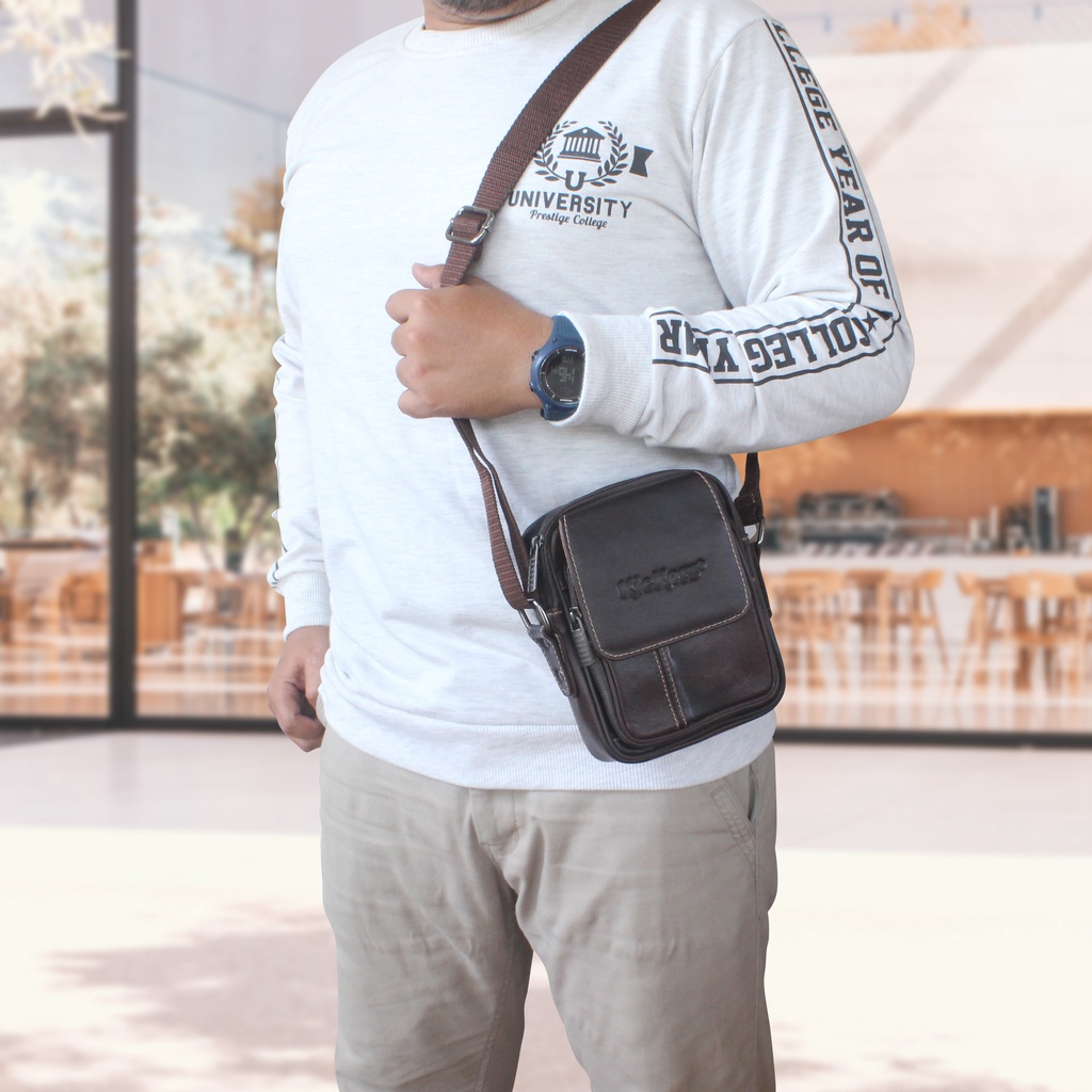 Tas Selempang COWOK / TAS PINGGANG pria bahan kulit sapi berkualitas tas kickers Kode : Tas Kickers 