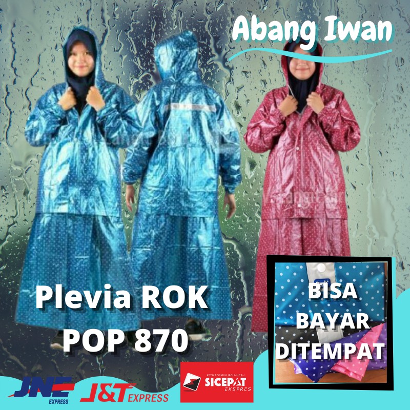 Jas Hujan Rok Polkadot Plevia ROK POP 870 Muslimah Perempuan - Jas Hujan Wanita Hijab Murah