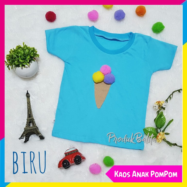 Kaos Anak Perempuan Lengan Pendek Motif Ice Cream Lucu Size 0-2 Tahun Branded Murah