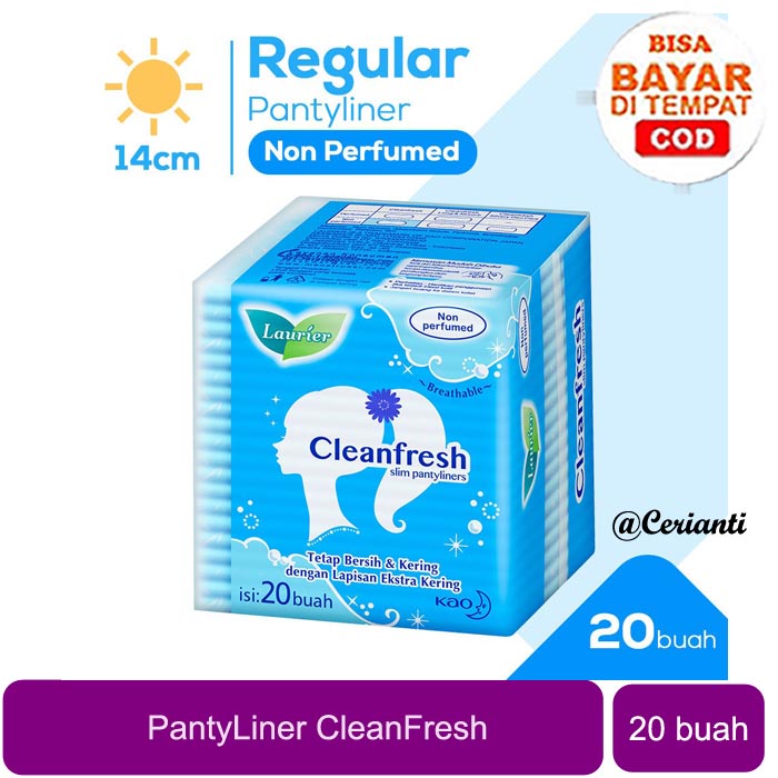 [20 PCS] Laurier Pantyliner Cleanfresh Non Perfume 20S | Panty Liner | Pembalut Wanita_Cerianti