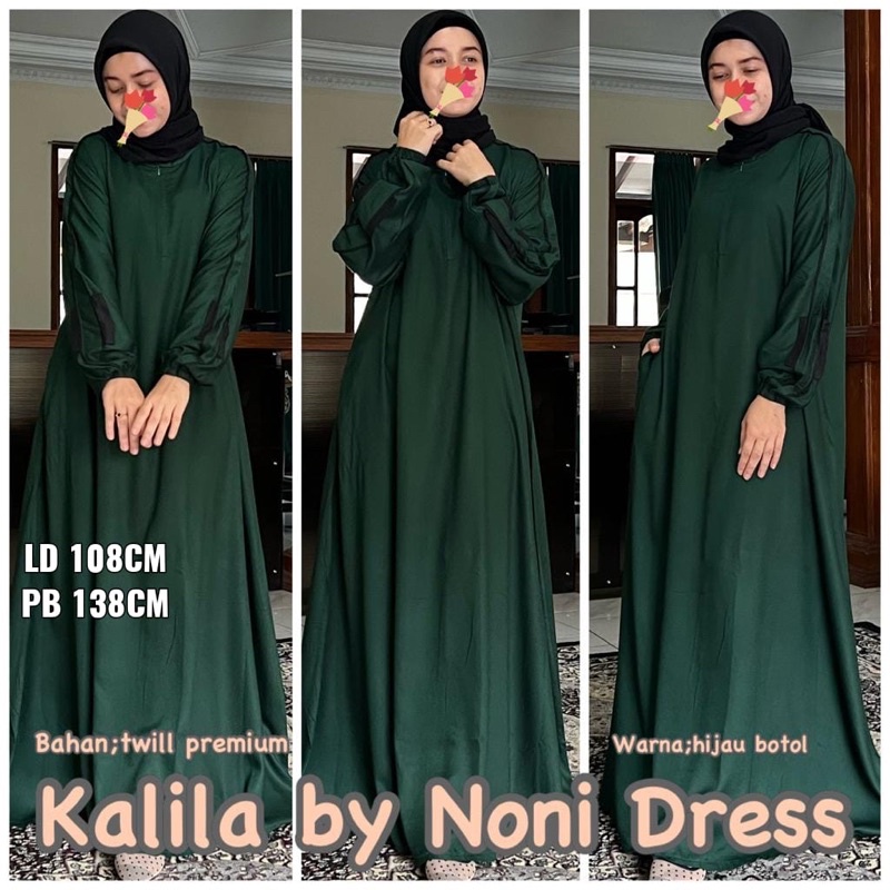 Daster Arab Noni GIANI &amp; Noni KALILA Maxi Dress Gamis Twill premium