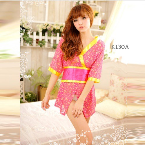 [LIMITED STOCK] KIMONO LINGERIE BAJU TIDUR WANITA KIMONO JEPANG FUSCHIA KL30A