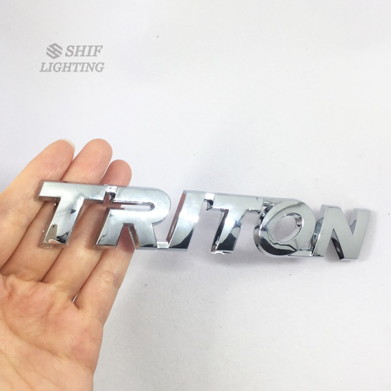 1pc Stiker Emblem Logo TRITON Bahan ABS Warna Silver Untuk Mobil Mitsubishi
