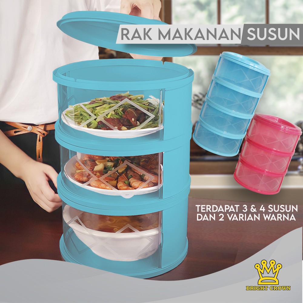 Bright Crown Rak  Susun Tudung Saji Penyimpanan Makanan 