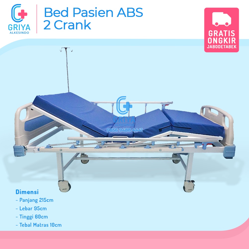 Bed pasien ABS 2 Crank Terbaik / Ranjang Rumah Sakit