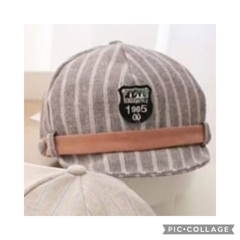 TOPI BARET BERET IMPORT ANAK BAYI BALITA LAKI PEREMPUAN MOTIF MOOO dan GARIS-garis coklat