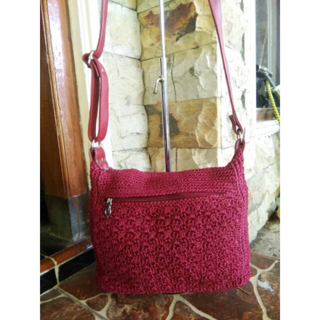 Tas rajut surray tali kulit sintetis