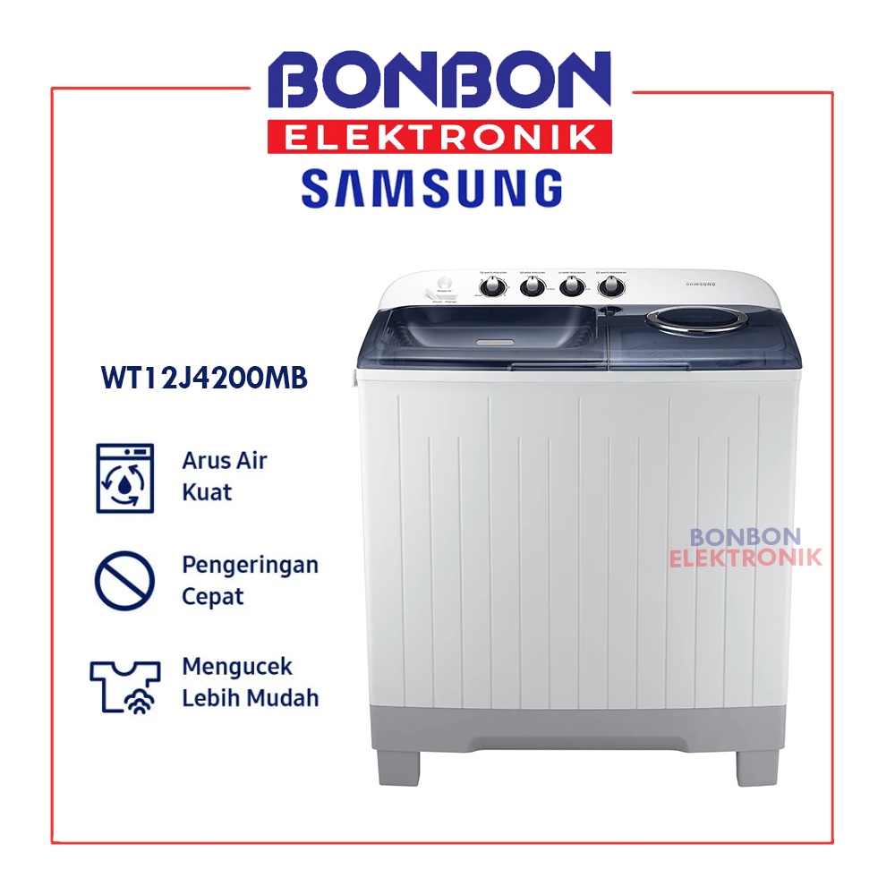 Samsung Mesin Cuci 2 Tabung 12kg WT12J4200MB Dynamic Pulsator 12 kg