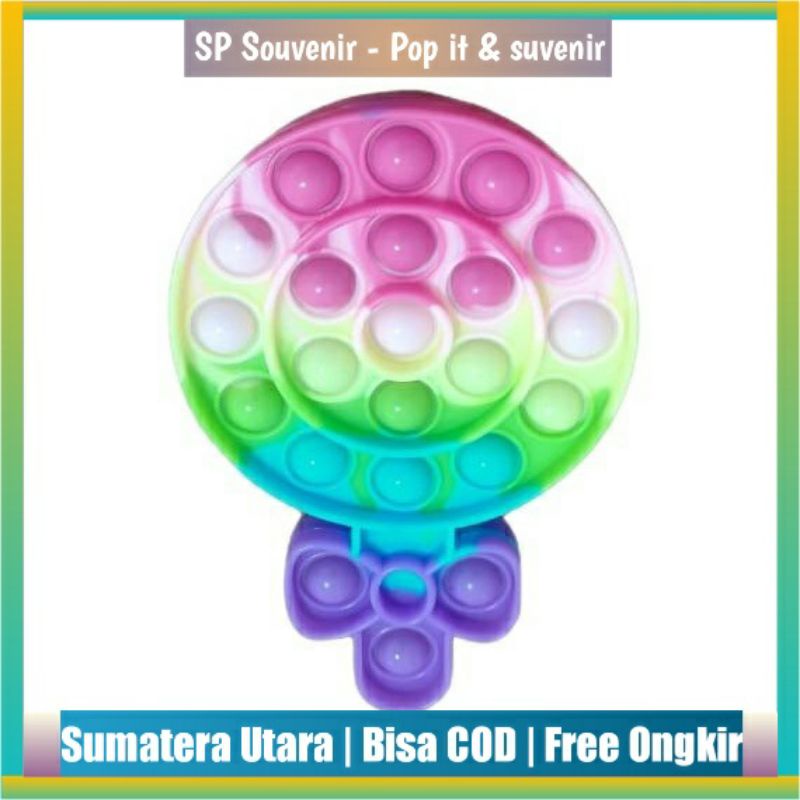 Pop It Boba Cup Macaron Rainbow, Popit Ice Sundae Macaron Rainbow, Popit Ice Cream Pastel Rainbow-Lolipop Rainbow