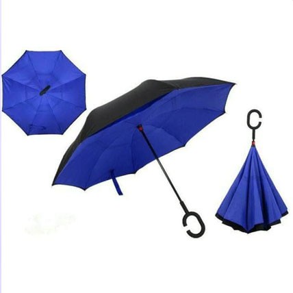 PAYUNG JUMBO KAZBRELLA TERBALIK GAGANG C 2 LAPIS REVERSE UMBRELLA MOTIF 3D MODEL LIPAT TOMBOL PENCE