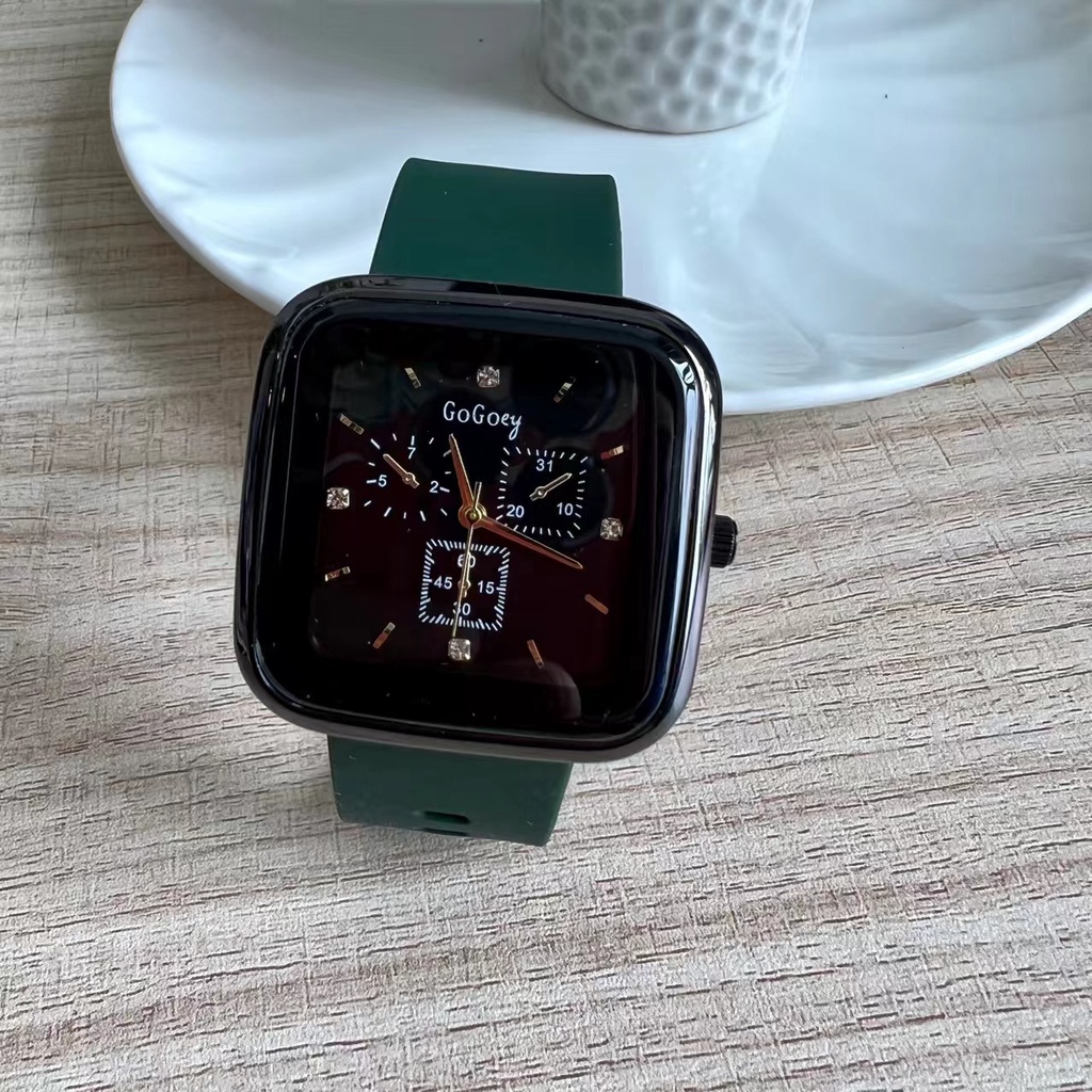 GOGOEY Luxury watch 【100% Ori】【With box】【COD】2022 Baru Jelly Desain Kecil Square Watch Sederhana Fashion Silikon Band Jam tangan anti air perempuan