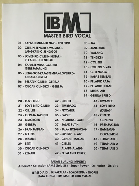 Ibm Master Bird Vocal Audio Master Mp3 Masteran Masteran