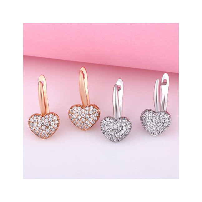 LRC Anting Fashion  Diamond Heart Earrings D77044