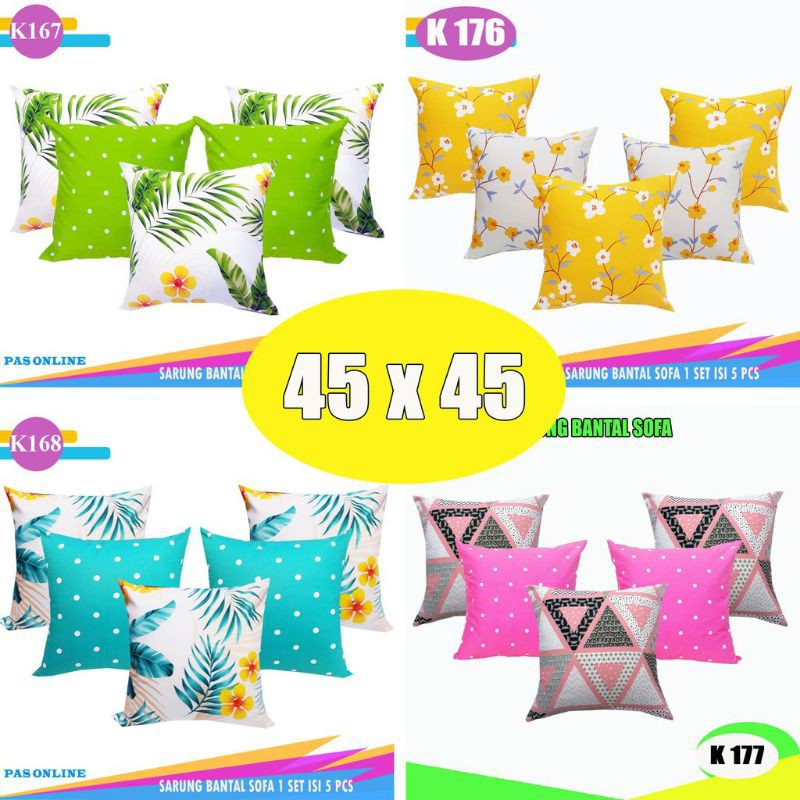 Sarung bantal sofa 45x45 set 5pcs
