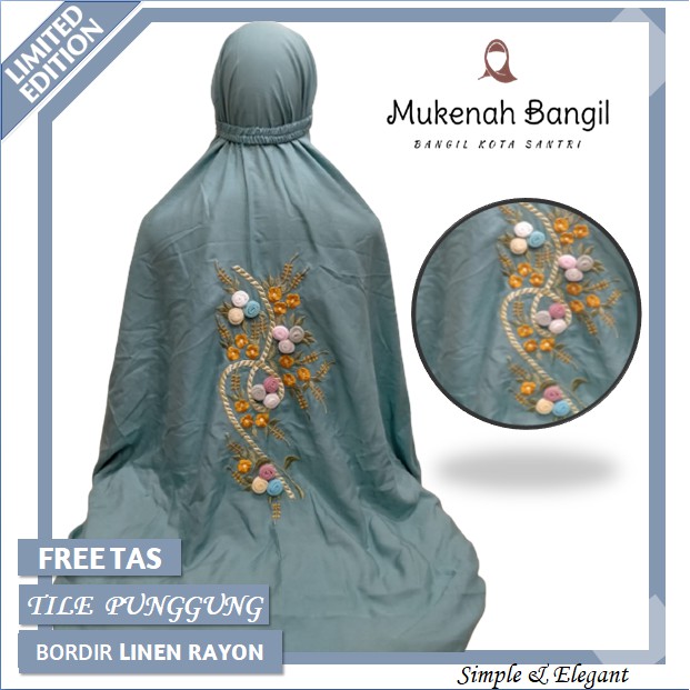 Mukena Mukenah Bangil Rukuh Telekung Dewasa Travel Jumbo BORDIR Premium Katun Terusan Polos Adem