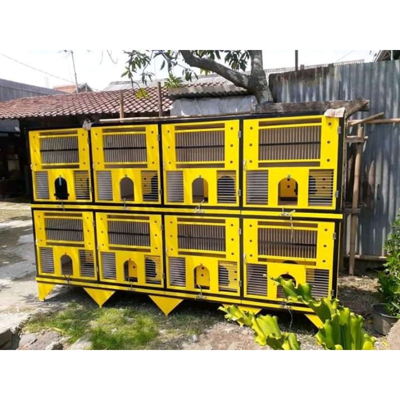 kandang merpati / kandang macan / kandang burung dara isi 8 pintu kayu jati fiber