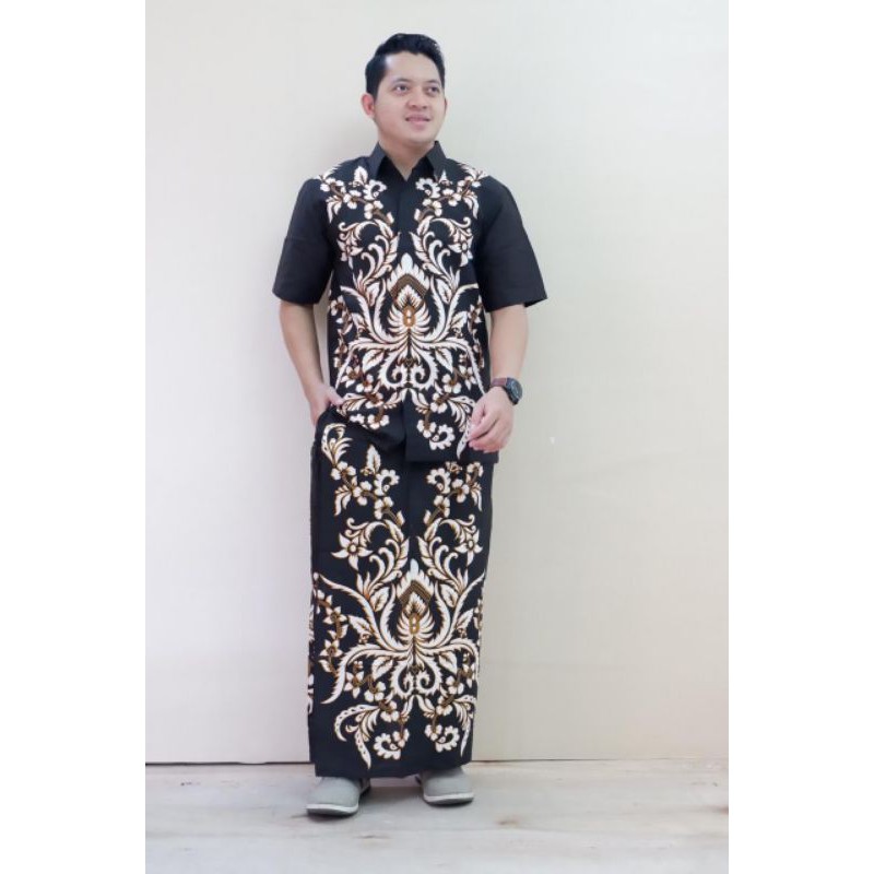 setelan Sarung baju Koko dewasa batik solo trendy
