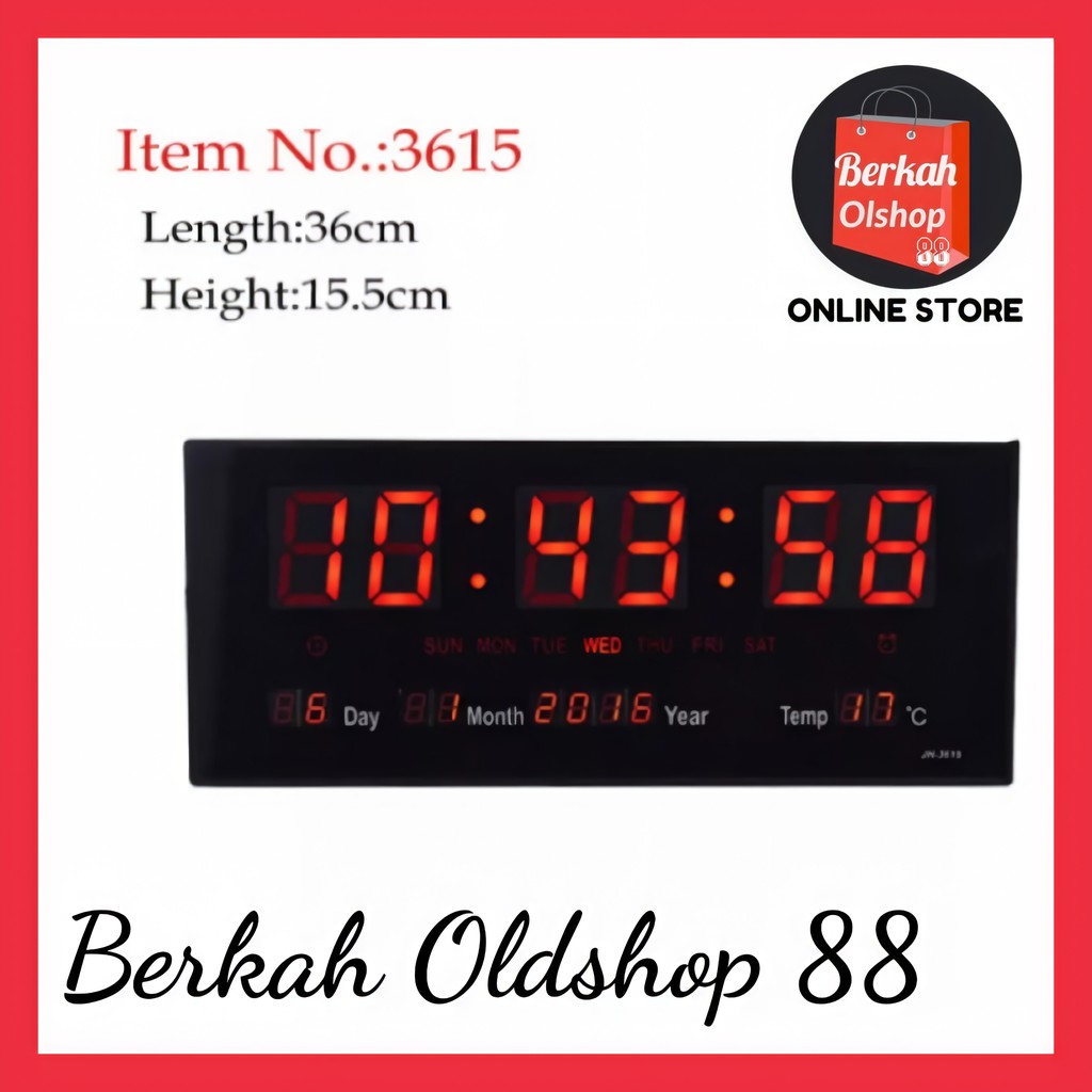 Berkah Oldshop 88 - Jam Dinding Digital LED Meja LED Clock 3615 Merah