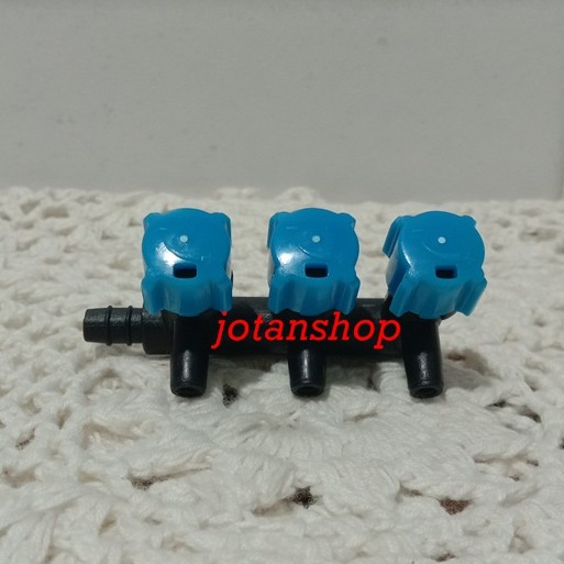 Kran keran Udara BIRU Plastik 3 lubang cabang arah Aerator airator aquarium aquascape