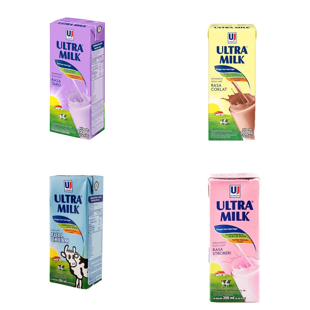 

ULTRA MILK 200ml Coklat / Full Cream / Strawberry / Taro 200ml