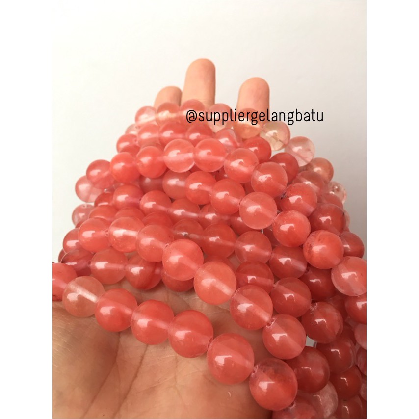 CHERRY QUARTZ 12mm dark pink beads manik batu alam renceng akik besar crafting aksesoris pria wanita