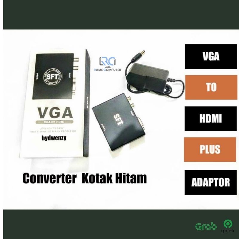 converter vga to hdmi plus adaptor kotak hitam