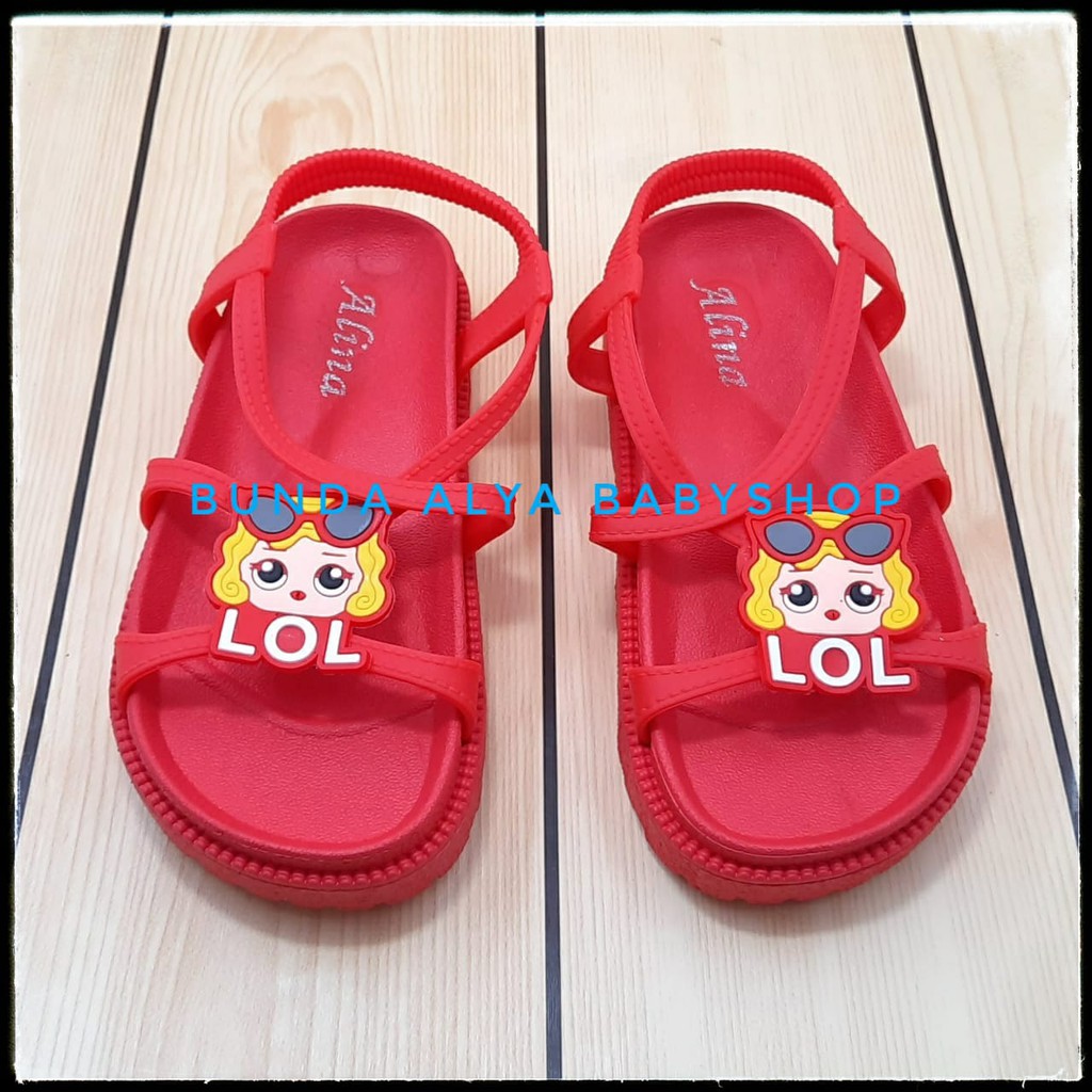 Sandal Anak Perempuan Jelly Usia 4 5 6 Tahun Tali Size 29 - 35 MERAH - Sendal Anak Cewek Karet Anti Licin