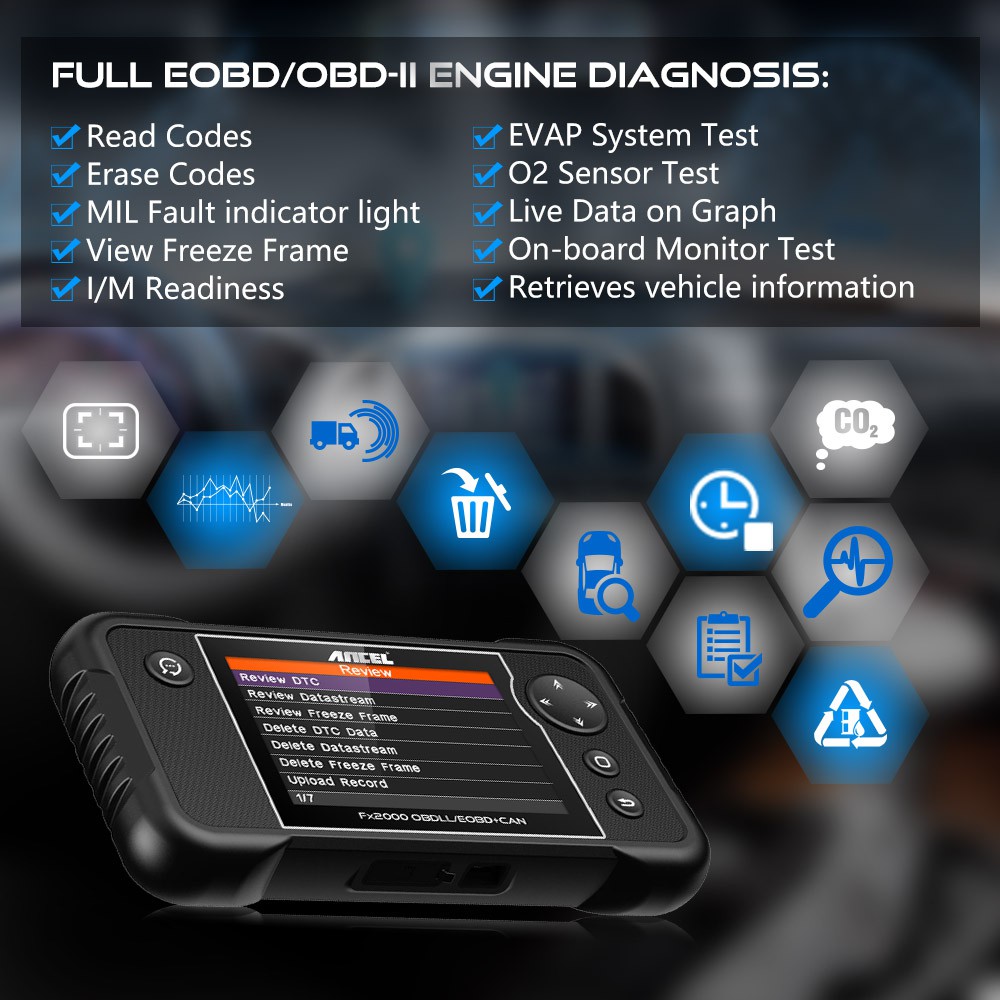 Ancel FX2000 OBD2/JOBD Scanner Car Scanner ABS SRS Airbag AT Gearbox Transmission Check Engine Clean Code Reader Automotive Auto Diagnostic Universal Scan Tool OBD 2 PK Launch CRP123X For All Cars-4