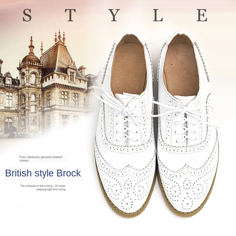 Sepatu Oxford Wanita Import Plus Size Flats Shoes Women Genuine Leather Oxford Shoes For Women Briti