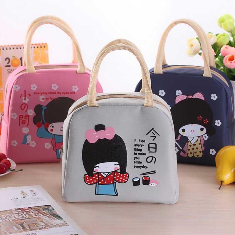 Beli 1 Gratis 1 Tas bekal/ Lunch Bag motif boneka jepang / japanese girl