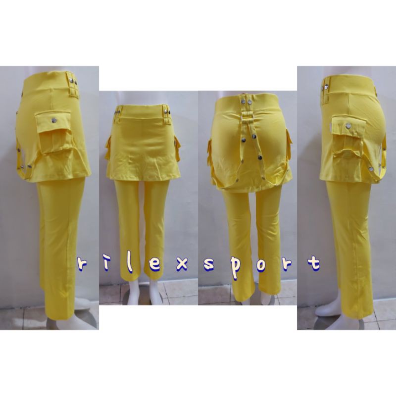 Celana Senam/Celana Senam CBR Rok Kantong Rantai Katun Spandek Super kuning