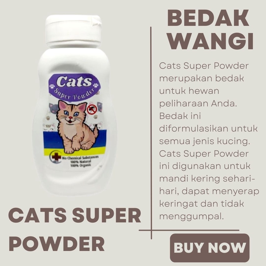 Bedak Wangi Anti Jamur Bau Kucing Cats Super Powder 100ml Hewan Peliharaan FEZONE