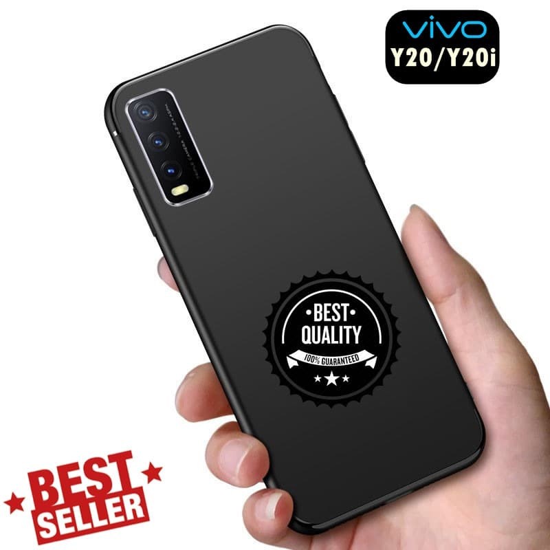 Vivo Y20 Y20s Y12s Y20i Macaron list soft case hitam polos casing cover slim matte
