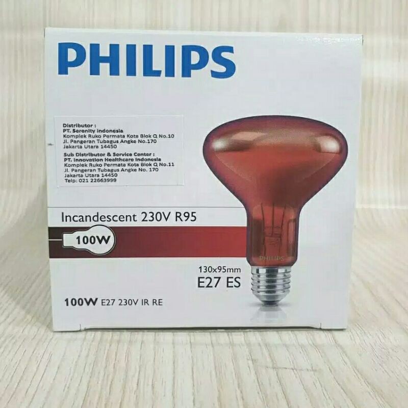 Jual BOHLAM LAMPU INFRARED 100 Watt PHILIPS / BOHLAM LAMPU INFRARED ...