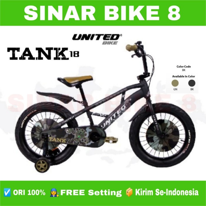 Sepeda Anak Laki Ukuran 18 Inch BMX UNITED TANK  Ban Jumbo