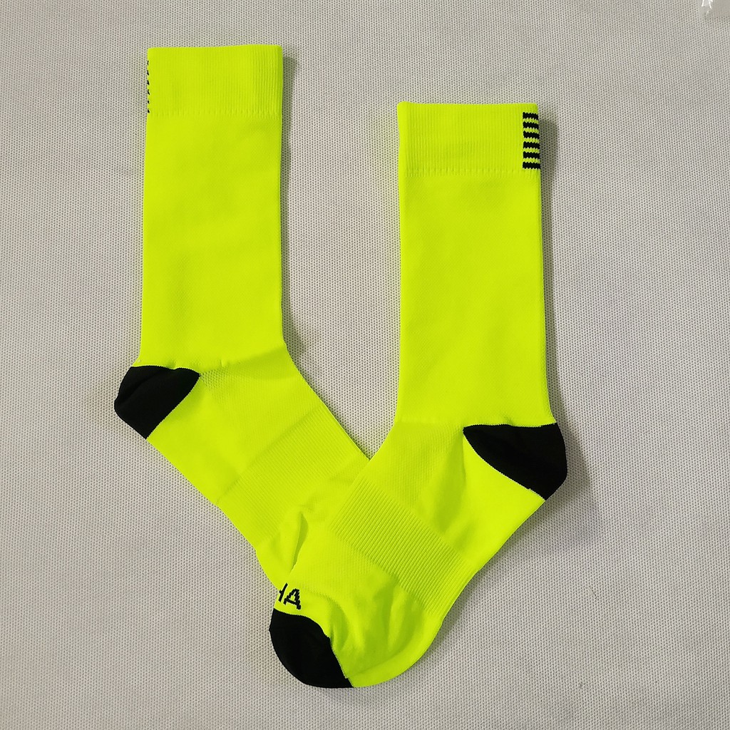 Kaos Kaki Motif Rapha Hijau Fluo Untuk Sepeda &amp; Olahraga Lainnya