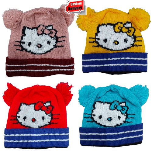 Kupluk Rajut Anak / Bayi Karakter Hello Kitty Usia 6 Bulan - 3 Tahun Laki Perempuan