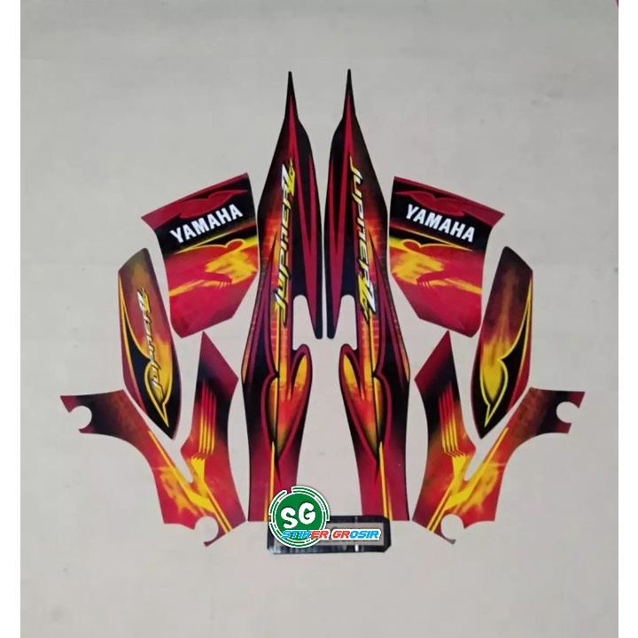 STRIPING STICKER MOTOR LIS BODY JUPITER Z BURHAN 2008 2009 HITAM SAYAP MERAH STANDAR