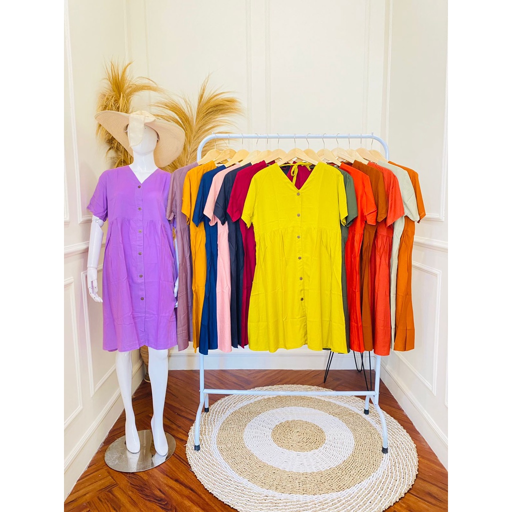 daster lidya tangan polos/daster lidya pendek/dress pendek/daster polos/daster full kancing/daster p