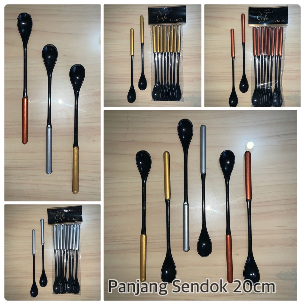 Sendok Kafe Set Sendok Gagang Panjang Teh Kopi Sendok Es Jus Set 8pcs Dessert Spoon Tea Cafe Sendok Bayi