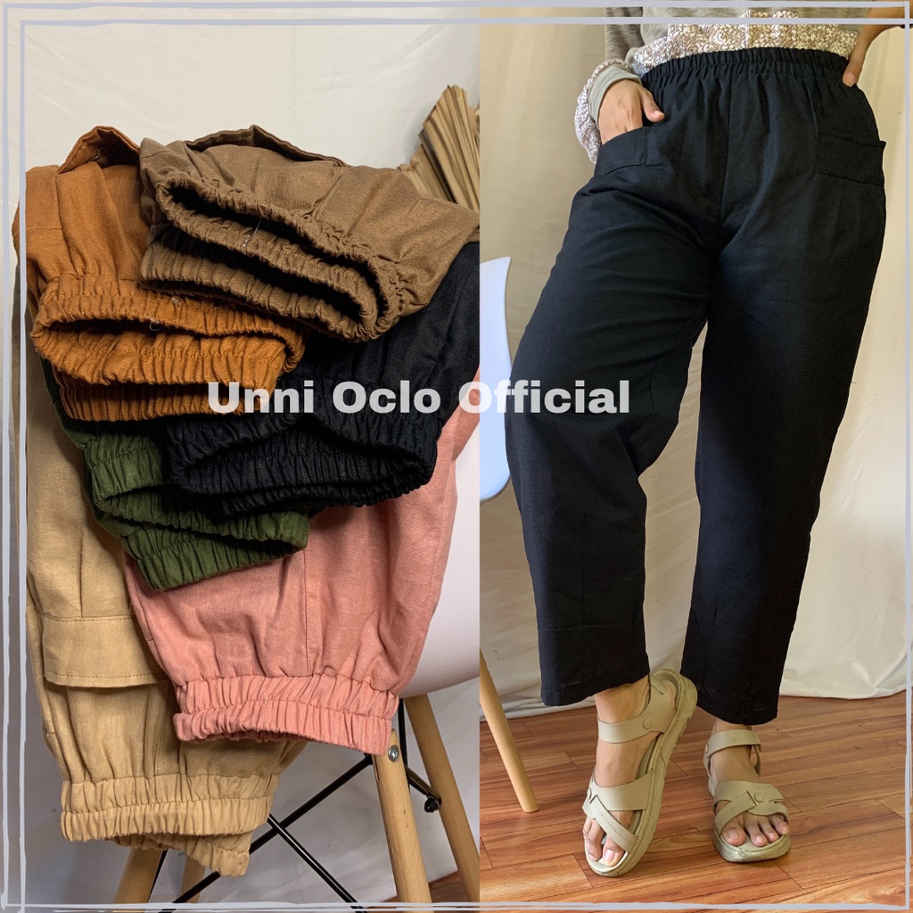 Jumbo Kulot Wanita Linen Premium Terbaru BB 35-75 Kg / Baggy Pants Hinata Linen Original Kekinian / Korean Kulot Linen Saku Depan Murah