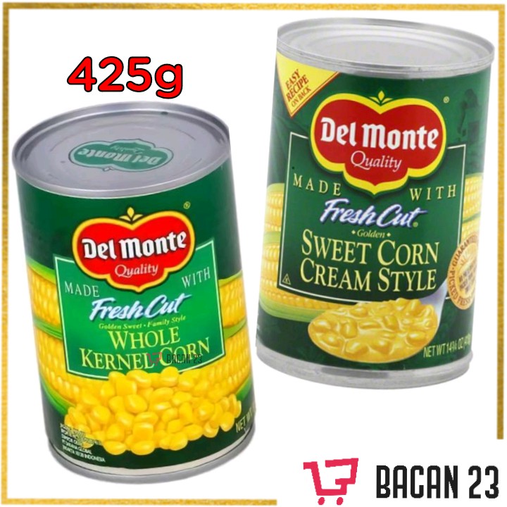 Del Monte Jagung Kaleng ( 425g ) ( Jagung Kasar Kernel / Jagung Halus Cream ) /  Bacan 23 - Bacan23