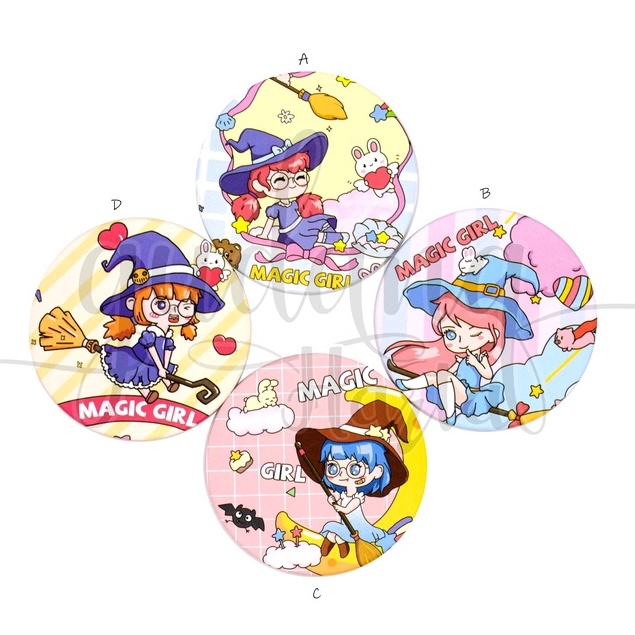 Cermin Bulat Mini Motif Magic Girl Kaca Make Up Motif Sirkus GH 504295