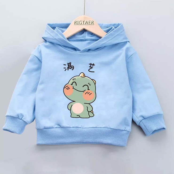 Sweater Anak Cute Chibi Dinosaurus Sweater Fleece Pakaian Anak Unisex