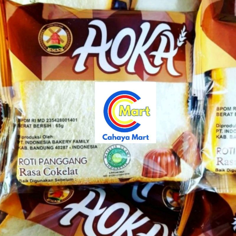GROSIR Roti Panggang AOKA Lembut & Enak Netto 5 x 65 GR-COKLAT 5 PCS