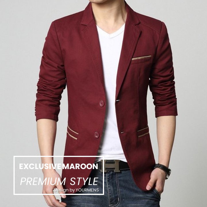 BLAZER PRIA CASUAL EXCLUSIVE WARNA MAROON SLIM FIT STYLISH PREMIUM NIKAYU ORIGINAL