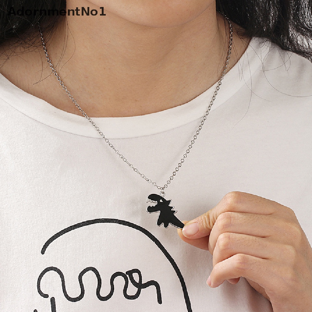 (AdornmentNo1) Kalung Rantai Dengan Liontin Dinosaurus Bahan Stainless Steel Untuk Pasangan / Pria / Wanita