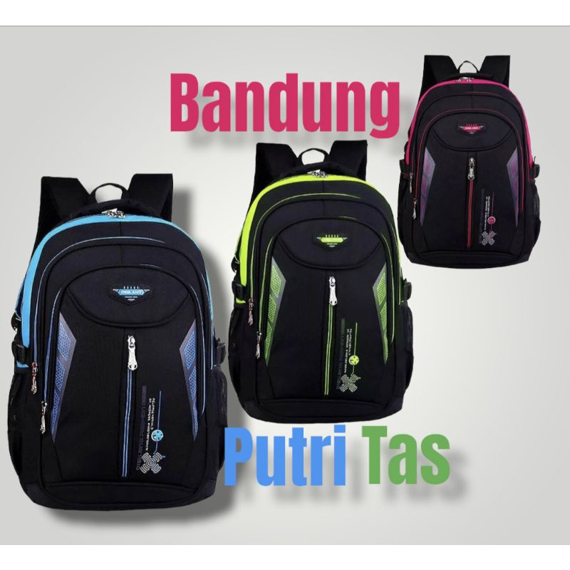 tas ransel sekolah pria wanita motif silang