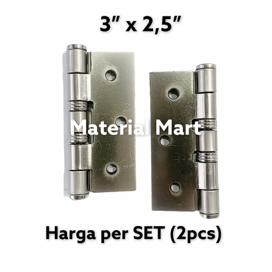 Engsel Pintu Stainless Kuning 3 Inch | Engsel Jendela Besi 3&quot; | Hinge | Material Mart